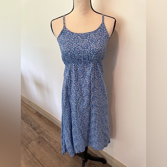 Old Navy Blue Floral  Print Midi Summer Dress Youth Womens S/XS 14 EUC - Picture 1 of 6